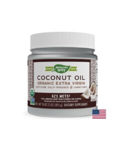 Кокосово масло, 62% MCT мастни киселини - Coconut Oil Organic Extra Virgin, 474 ml, 32 дози Nature’s Way