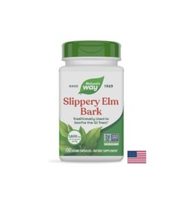 Slippery Elm Bark - Червен бряст (кора) - При раздразнения на стомашната лигавица, 400 mg, 100 капсули Nature’s Way