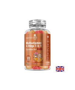 Мултивитамини + Омега 3-6-9 Формула за деца 120 желирани таблетки с аромат на малина и портокал